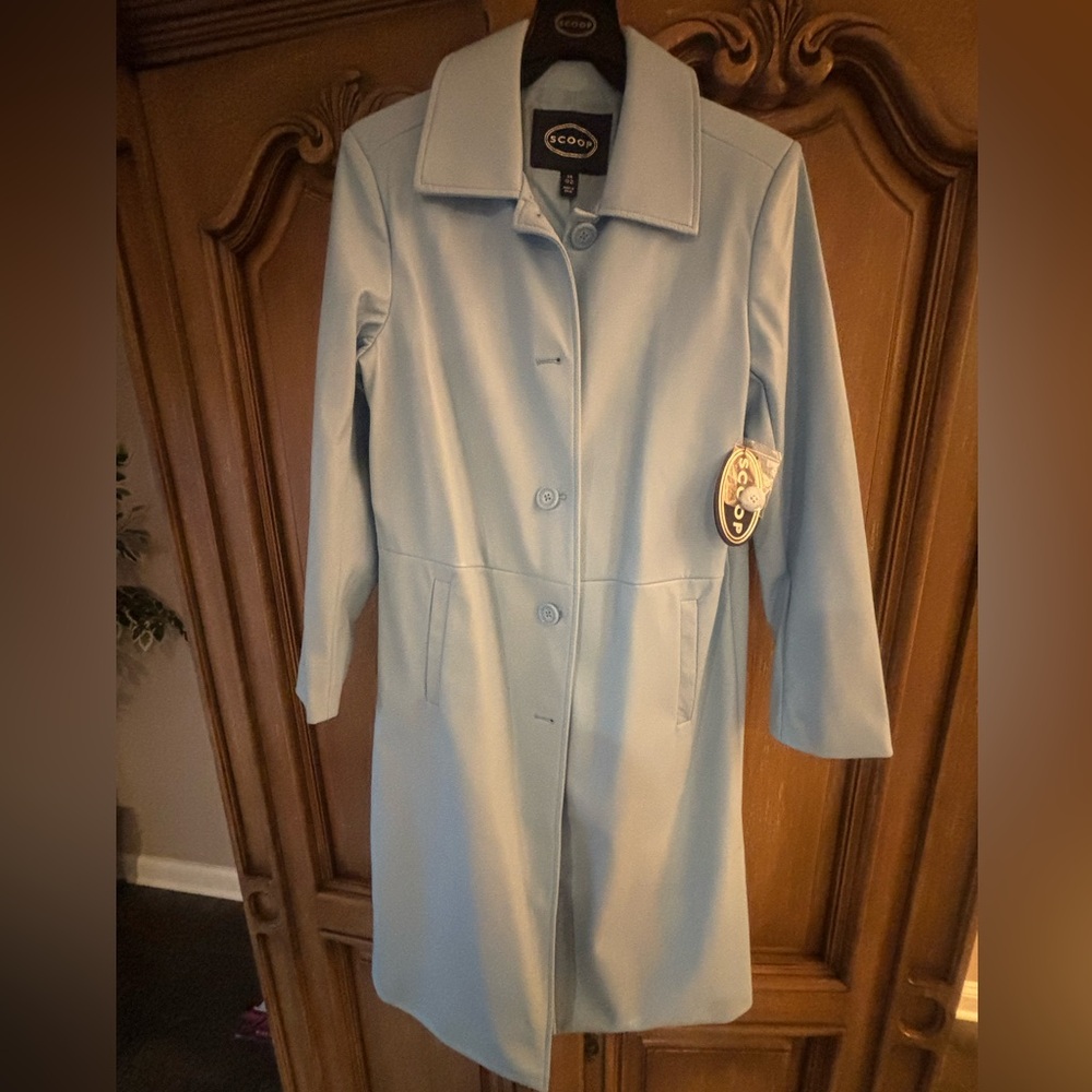 Scoop NYC Light Blue Leather Jacket